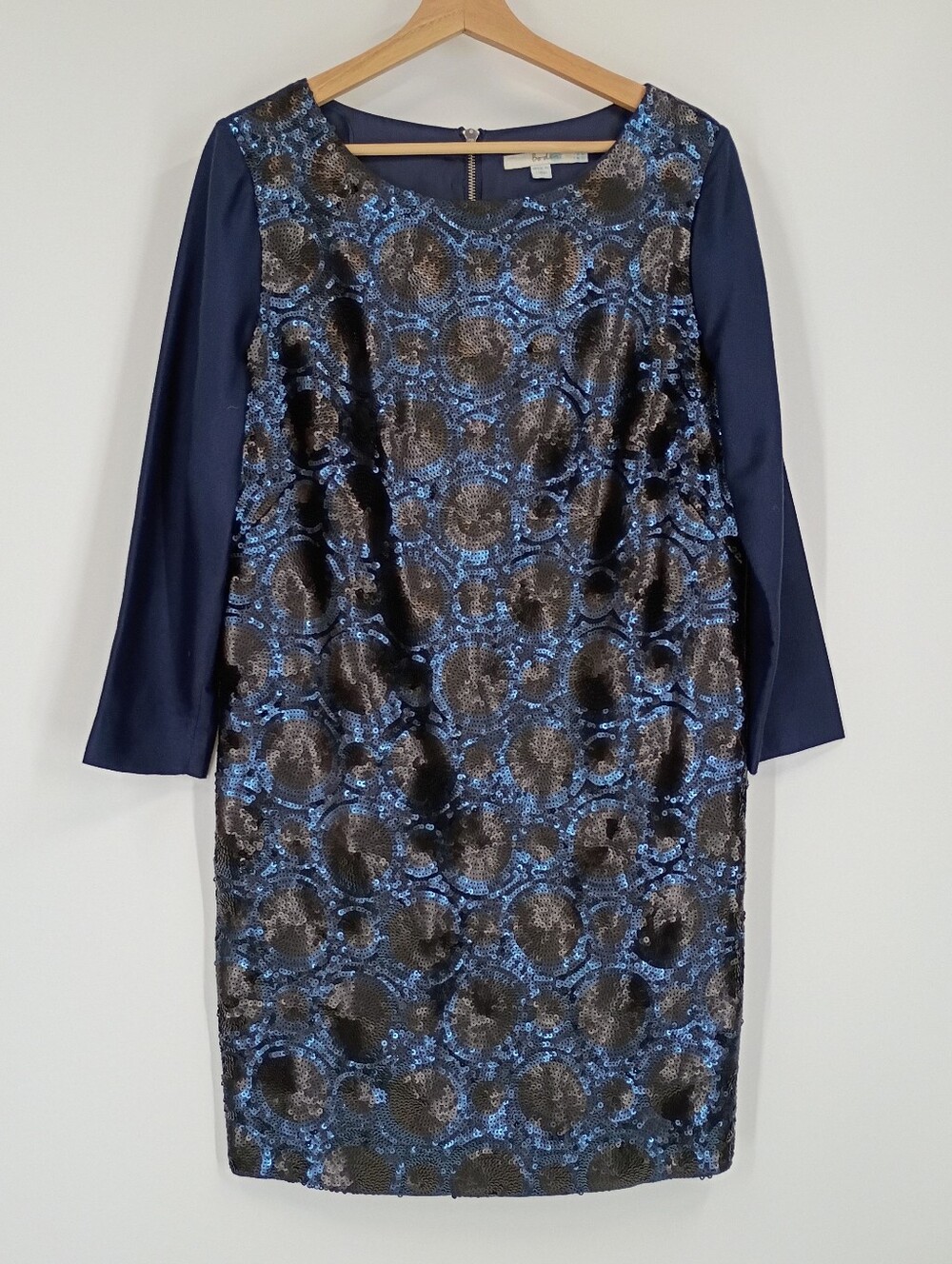 Boden Circle Sequin Panel Shift Dress